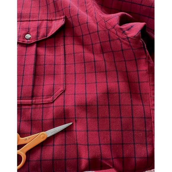 Vintage FILSON Wool Shirt Made in U.S.A. - Dark Red Windowpane Check - XXL - Picture 10 of 12